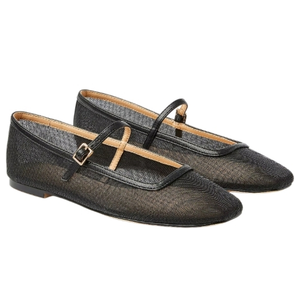 NEW! ANN TAYLOR LOFT Black Mary Jane Mesh Flats 9.5. - Picture 1 of 7